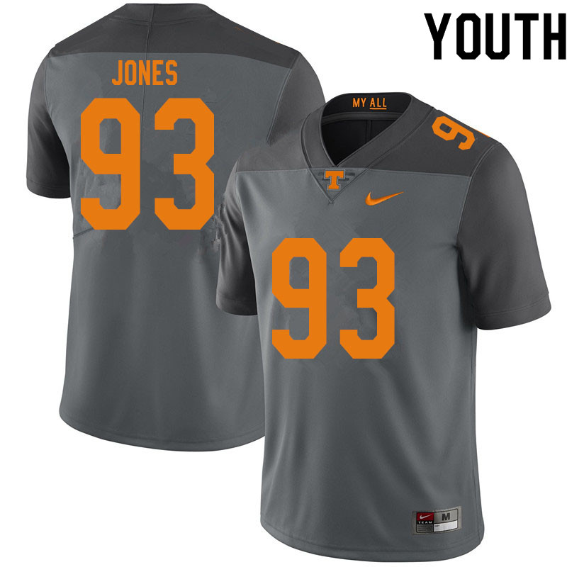 Youth #93 Devon Jones Tennessee Volunteers College Football Jerseys Sale-Gray - Click Image to Close